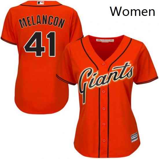 Womens Majestic San Francisco Giants 41 Mark Melancon Authentic Orange Alternate Cool Base MLB Jersey